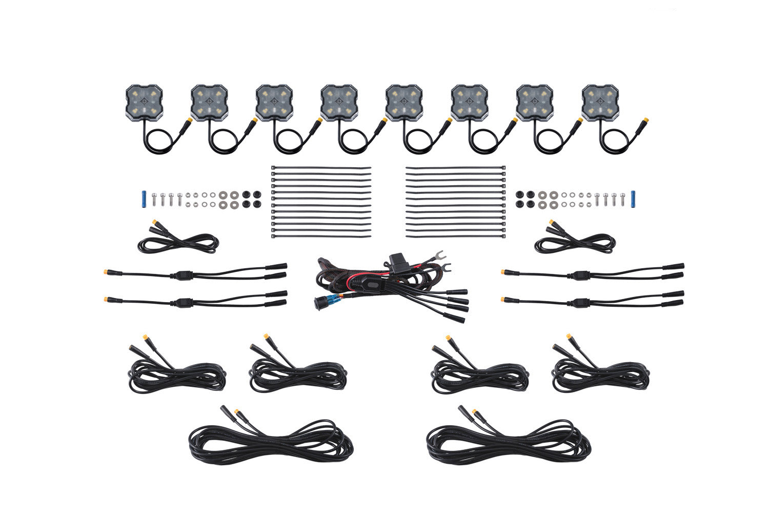 Diode Dynamics Stage Series Single-Color LED Rock Light White Diffused M8 8-pack DD7449