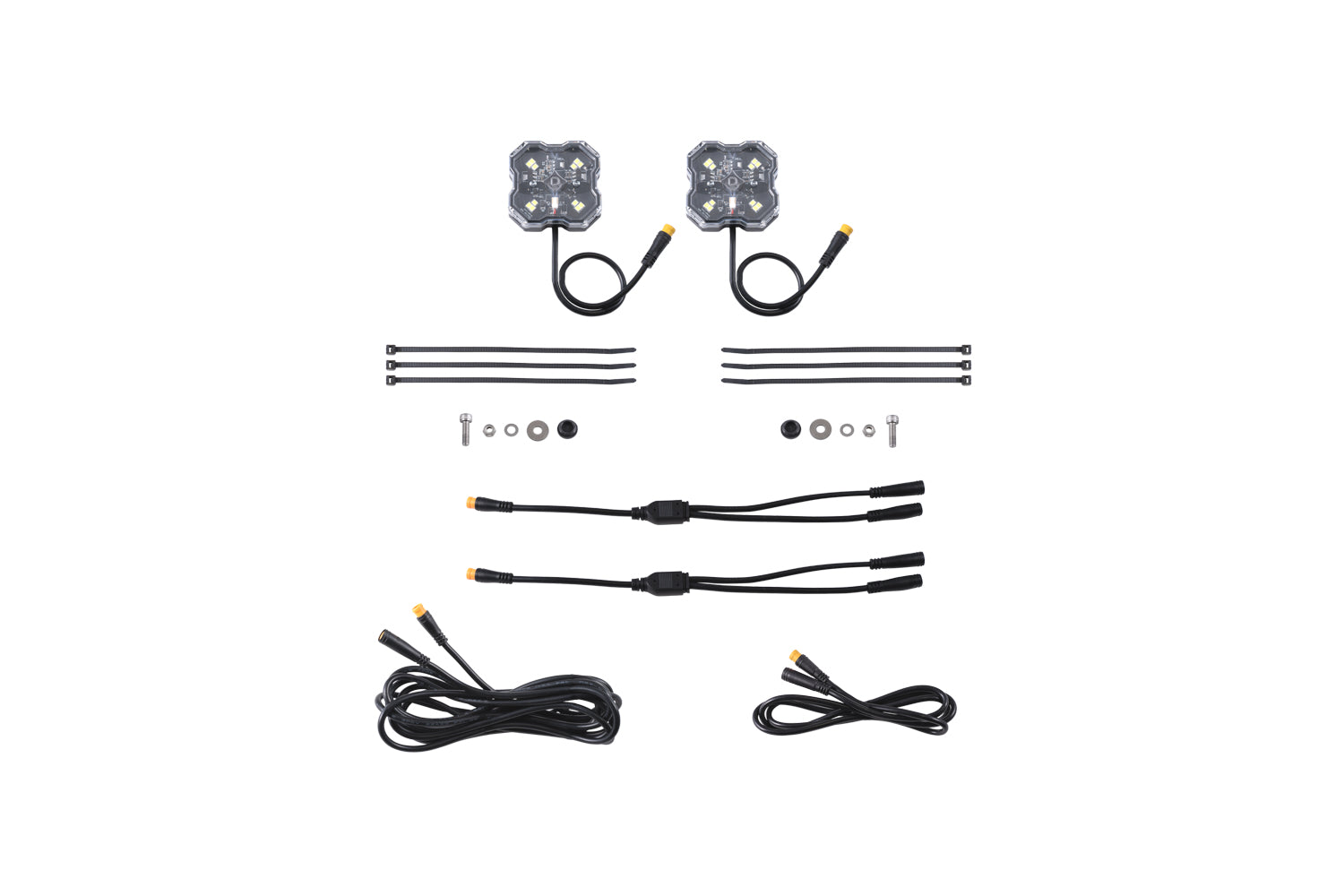 Diode Dynamics Stage Series Single-Color LED Rock Light White Clear M8 2-pack DD7455