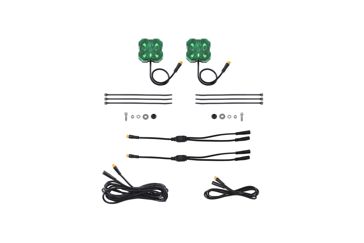 Diode Dynamics Stage Series Single-Color LED Rock Light Green M8 2-pack DD7459
