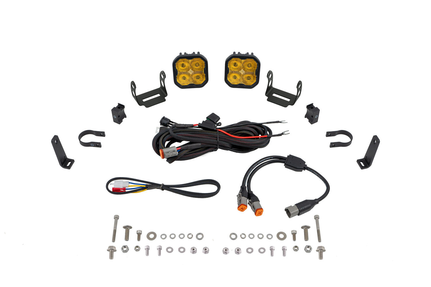 Diode Dynamics SS3 LED Bumper 1.5 Inch Roll Bar Kit Pro Yellow SAE Fog Pair DD7665
