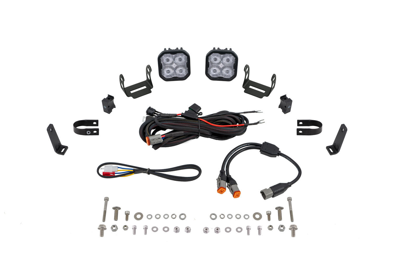 Diode Dynamics SS3 LED Bumper 1.25 Inch Roll Bar Kit Pro White SAE Fog Pair DD7693