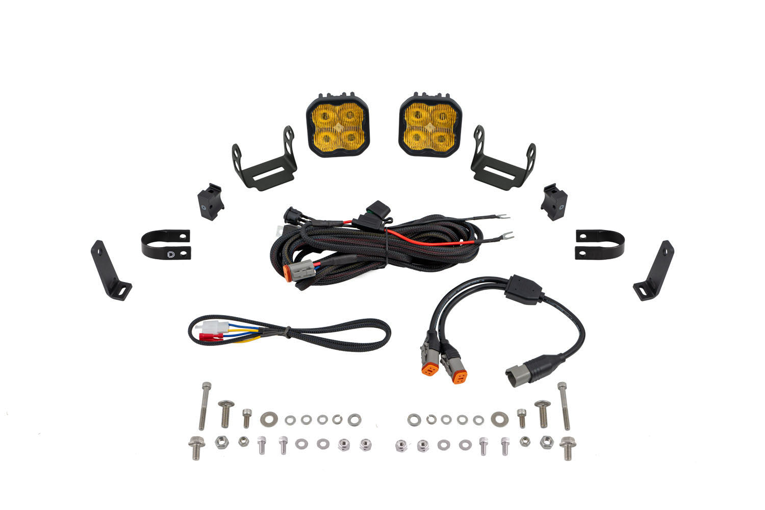 Diode Dynamics SS3 LED Bumper 1.25 Inch Roll Bar Kit Max Yellow SAE Fog Pair DD7697