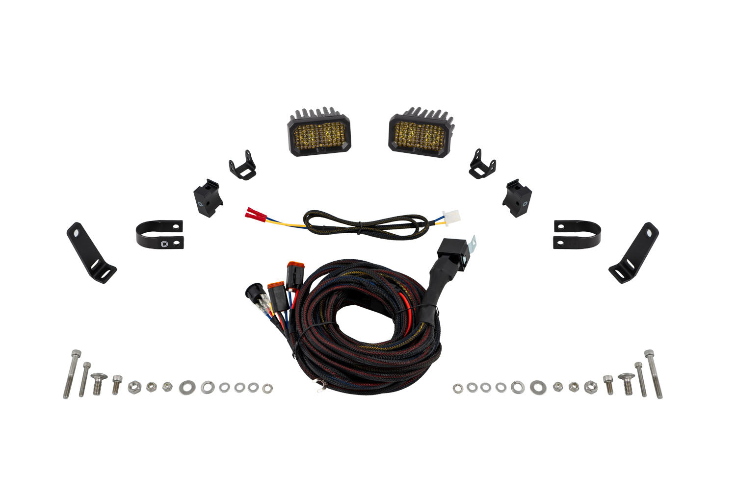Diode Dynamics Stage Series 1.25 Inch Roll Bar Chase Light Kit SSC2 Sport Yellow Pair DD7728