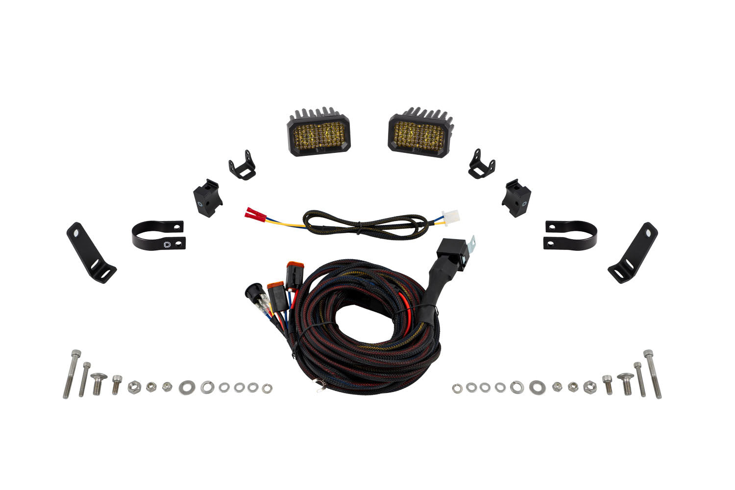 Diode Dynamics Stage Series 1.5 Inch Roll Bar Chase Light Kit SSC2 Pro Yellow Pair DD7733