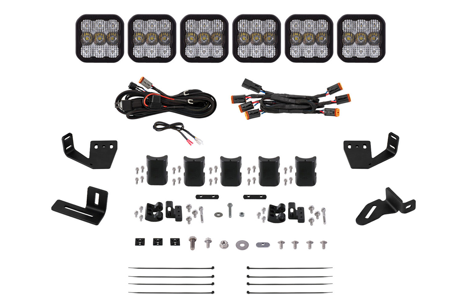 Diode Dynamics SS5 6-Pod CrossLink Prinsu Sherpa Roof Racks Sport White Combo Mounting Kit DD7816