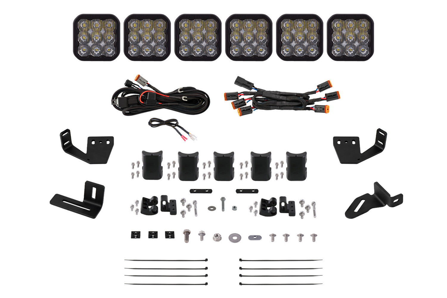 Diode Dynamics SS5 6-Pod CrossLink Prinsu Sherpa Roof Racks Sport White Driving Mounting Kit DD7818