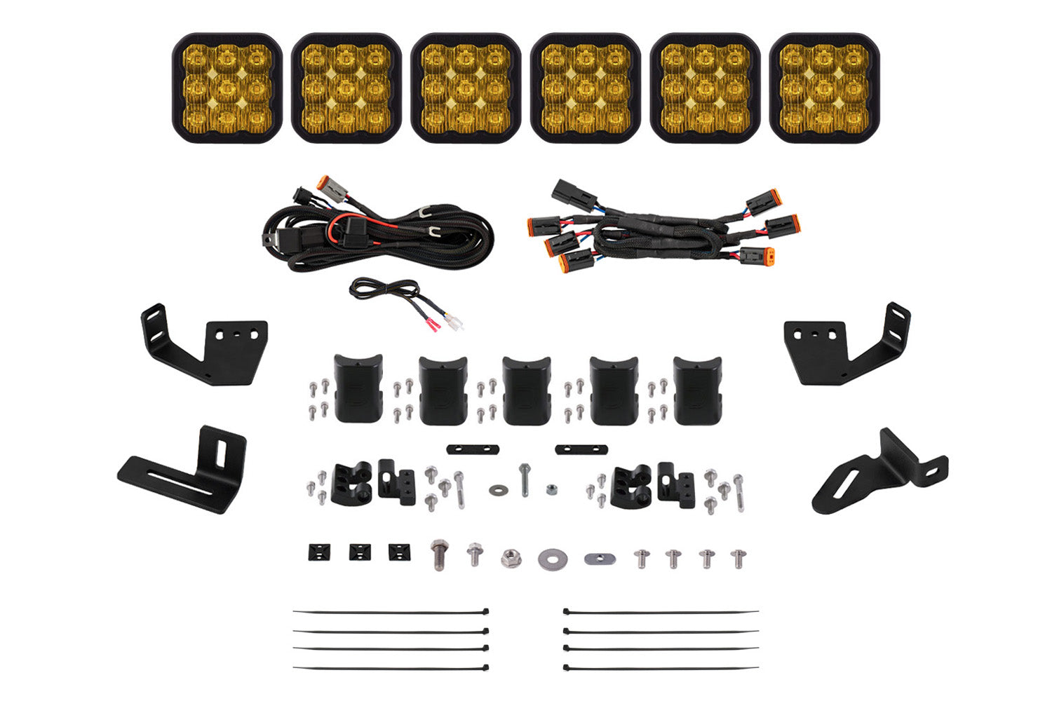Diode Dynamics SS5 6-Pod CrossLink Prinsu Sherpa Roof Racks Sport Yellow Driving Mounting Kit DD7819