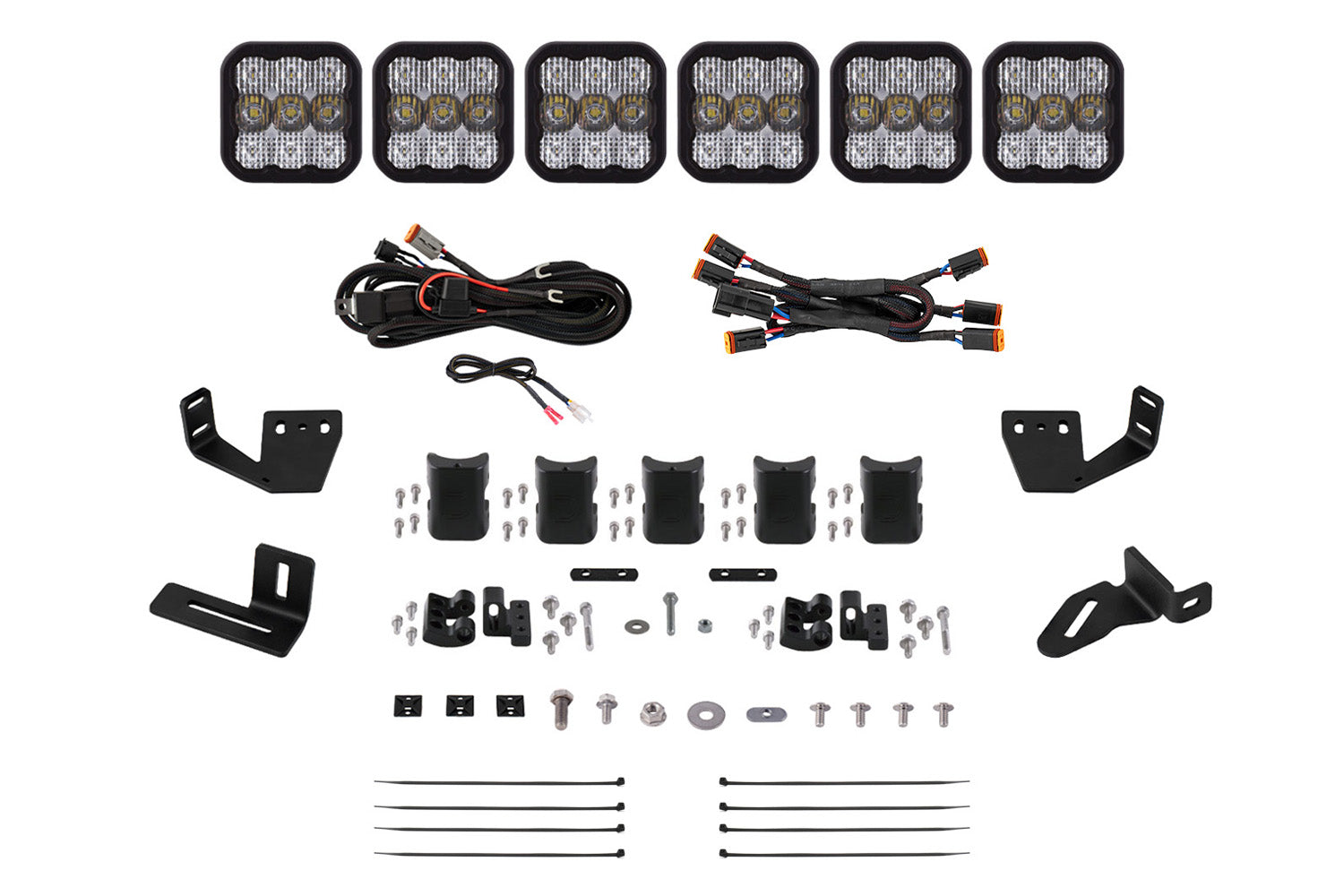 Diode Dynamics SS5 6-Pod CrossLink Prinsu Sherpa Roof Racks Pro White Combo Mounting Kit DD7820
