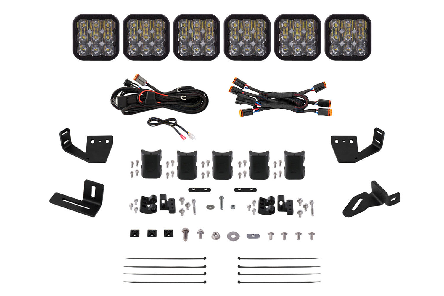Diode Dynamics SS5 6-Pod CrossLink Prinsu Sherpa Roof Racks Pro White Driving Mounting Kit DD7822