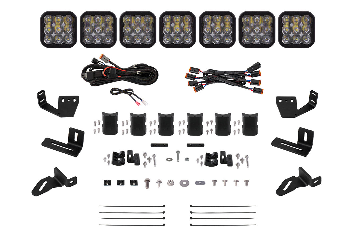 Diode Dynamics SS5 7-Pod CrossLink Prinsu Sherpa Roof Racks Sport White Driving Mounting Kit DD7826