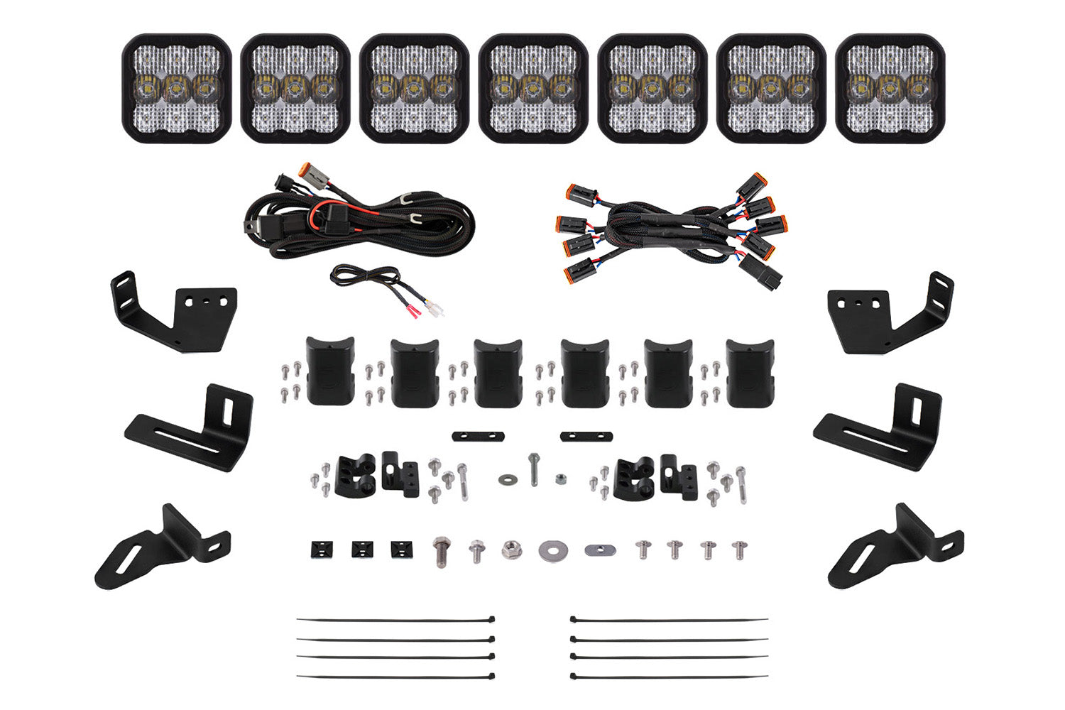 Diode Dynamics SS5 7-Pod CrossLink Prinsu Sherpa Roof Racks Pro White Combo Mounting Kit DD7828