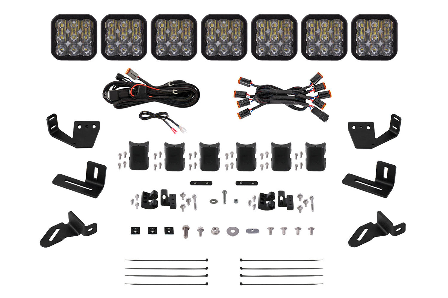 Diode Dynamics SS5 7-Pod CrossLink Prinsu Sherpa Roof Racks Pro White Driving Mounting Kit DD7830