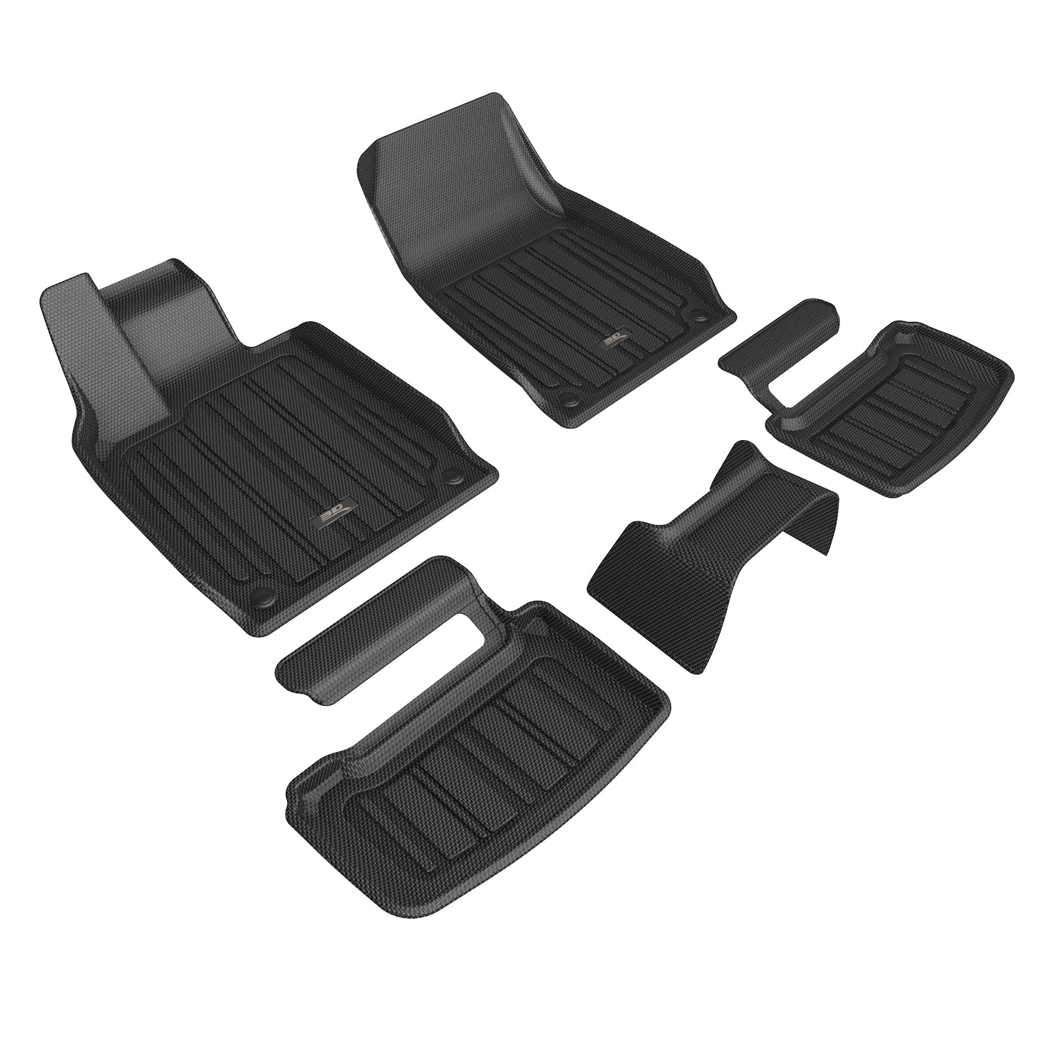 3D Maxpider 2020-2024 Audi E-Tron GT Elitect 1st 2nd Row Custom Fit Floor Liner Carbon Fiber Embossed Pattern Black E1AD07701809