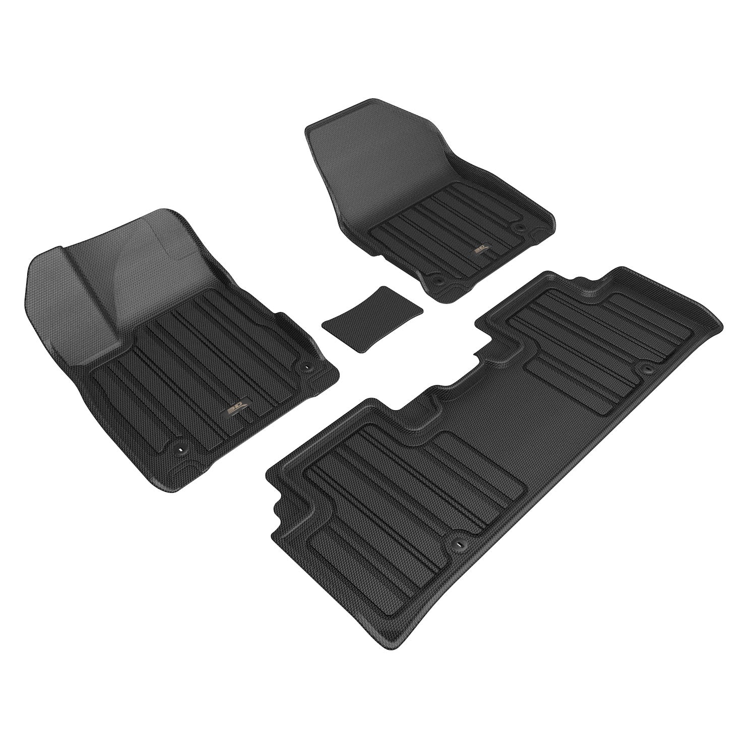 3D Maxpider 2022-2024 Kia EV6 Elitect 1St Row 2Nd Row Floor Mat Carbon Fiber Embossed Pattern Black E1KA07101809