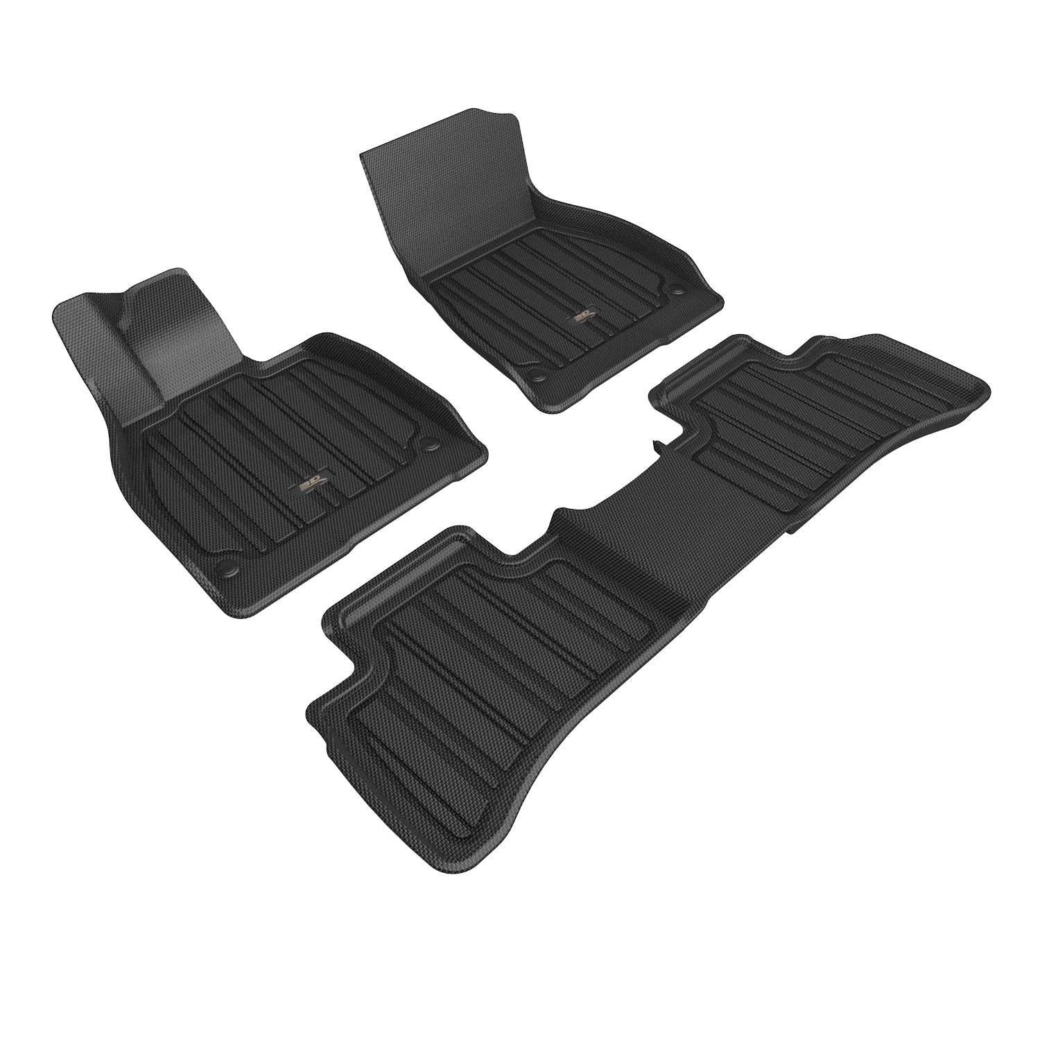 3D Maxpider 2022-2024 Mercedes-Benz EQS Custom Fit Elitect Full Set 1st & 2nd Row Carbon Fiber Embossed Pattern Floor Mat Black E1MB16701809
