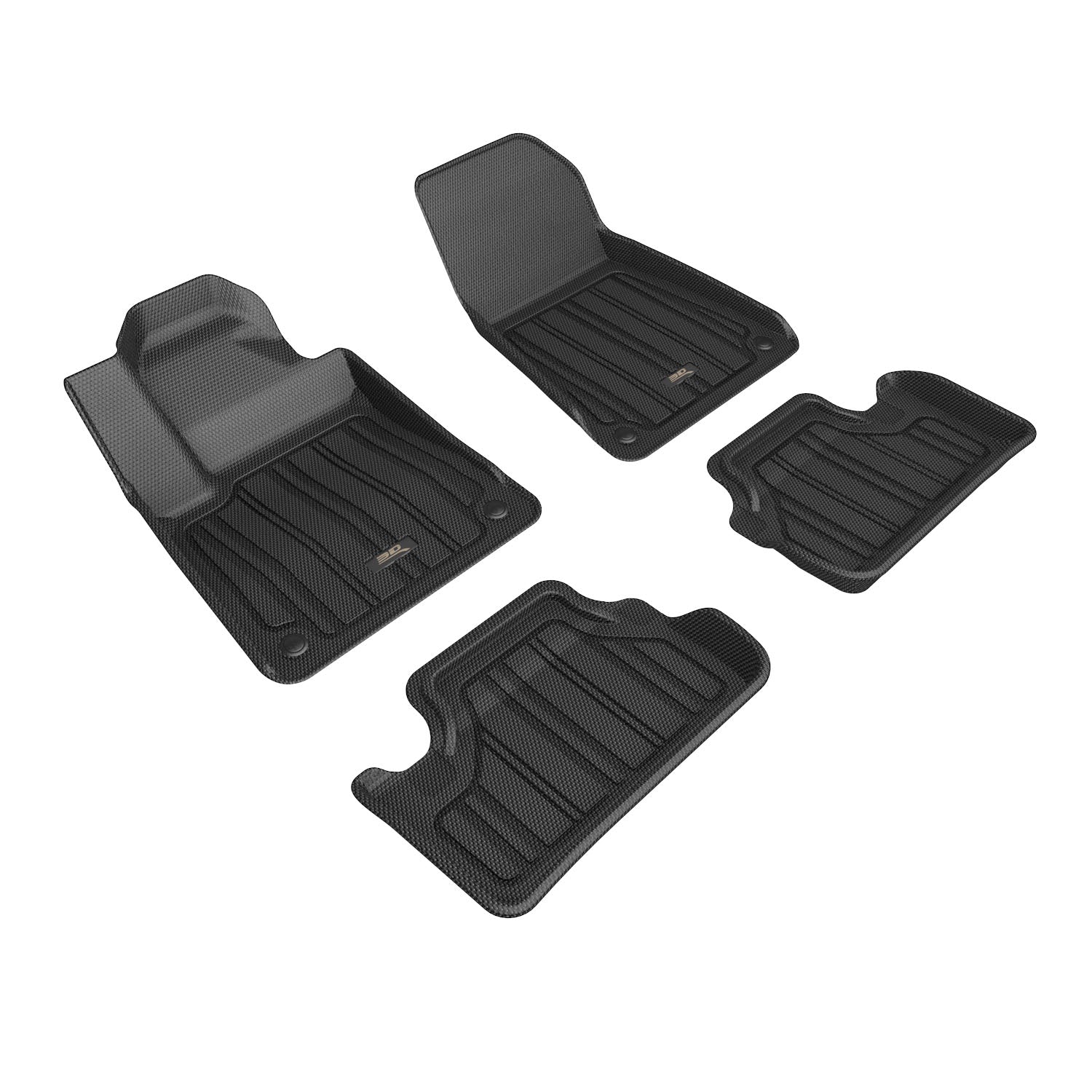 3D Maxpider 2021-2024 Polestar 2 Custom Fit Elitect 1st 2nd Row Full Set Carbon Fiber Embossed Pattern Black Floor Mats E1PS00001809