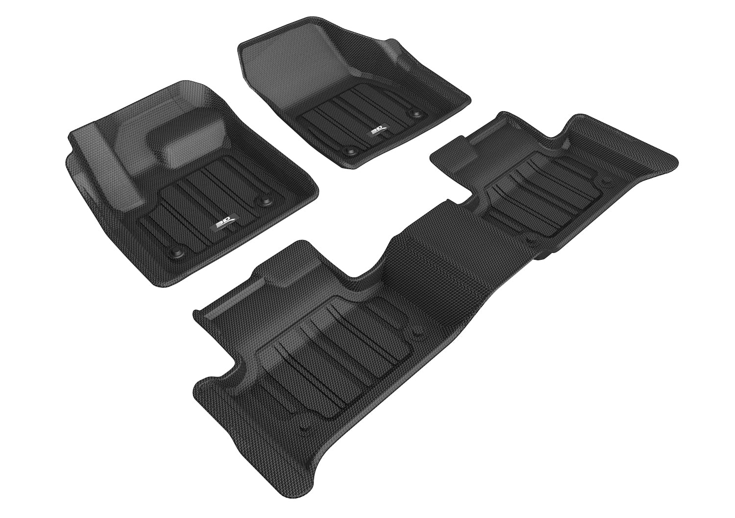 3D Maxpider 2020-2024 Land Rover Range Rover Evoque 1st Row 2nd Row Elitect Carbon Fiber Embossed Pattern Floor Mat Black E1LR02701809
