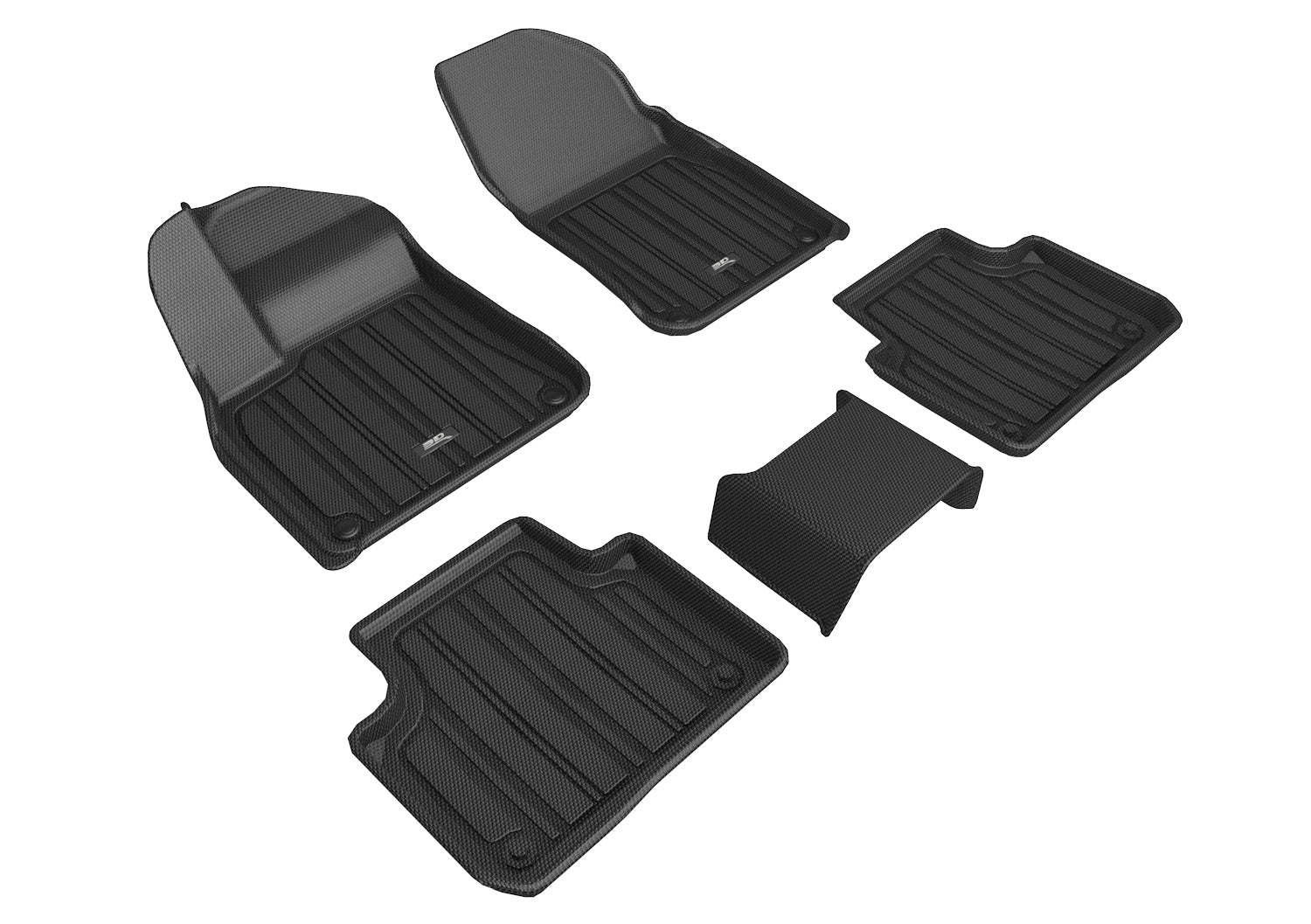3D Maxpider 2019-2024 Porsche Cayenne 2021-2024 Cayenne GTS 1st Row 2nd Row Elitect Carbon Fiber Embossed Pattern Floor Mat Black E1PO01901809