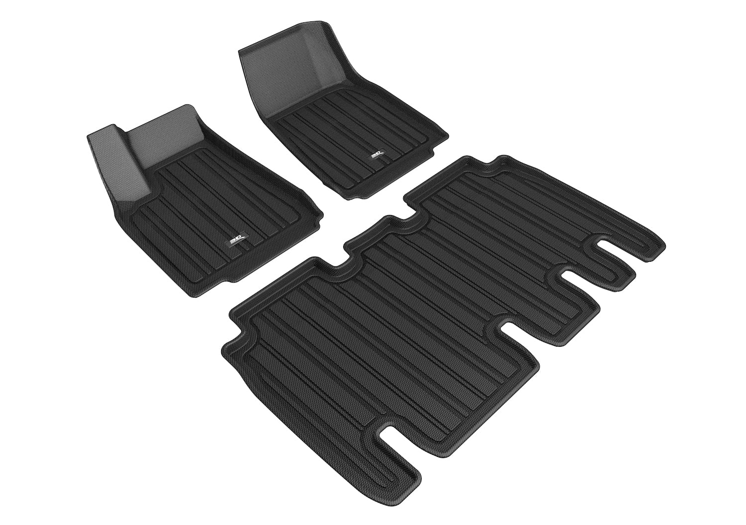 3D Maxpider 2016-2021 Tesla Model X 5-Seat Elitect 1st 2nd Row Floor Mat Carbon Fiber Embossed Pattern Black E1TL01101809