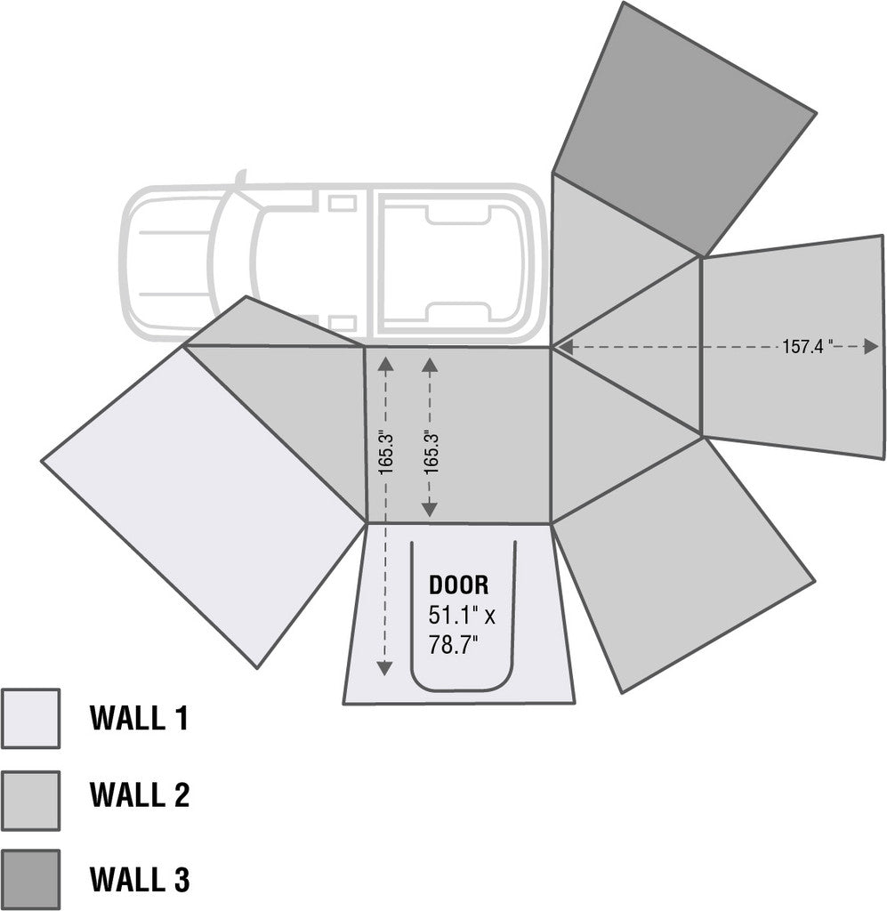 OVS Nomadic Awning 270 Side Wall 3 Dark Gray With Storage Bag Driver 18119909