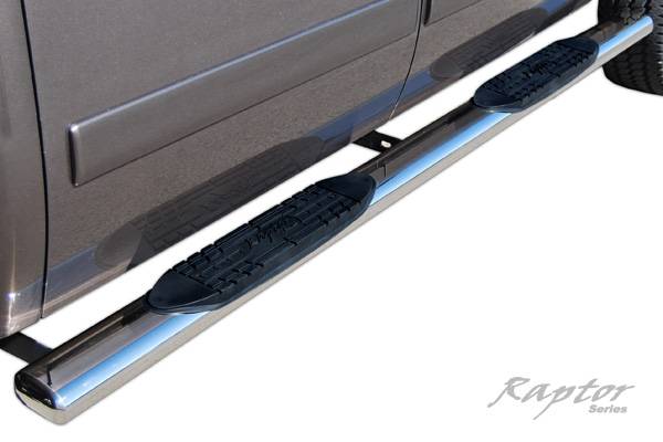 Raptor Series 2007-2018 Chevrolet Silverado GMC Sierra 1500 Extended Cab Double Cab 2007-2019 2500 3500 Cab Stainless Steel 5" Magnum Straight Oval Step Bars 0801-0313