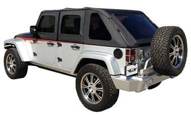 Sierra Auto Frameless Soft Top For Jeep Wrangler 2-Door JK (2007-2018) - Black Sailcloth, Tinted Windows