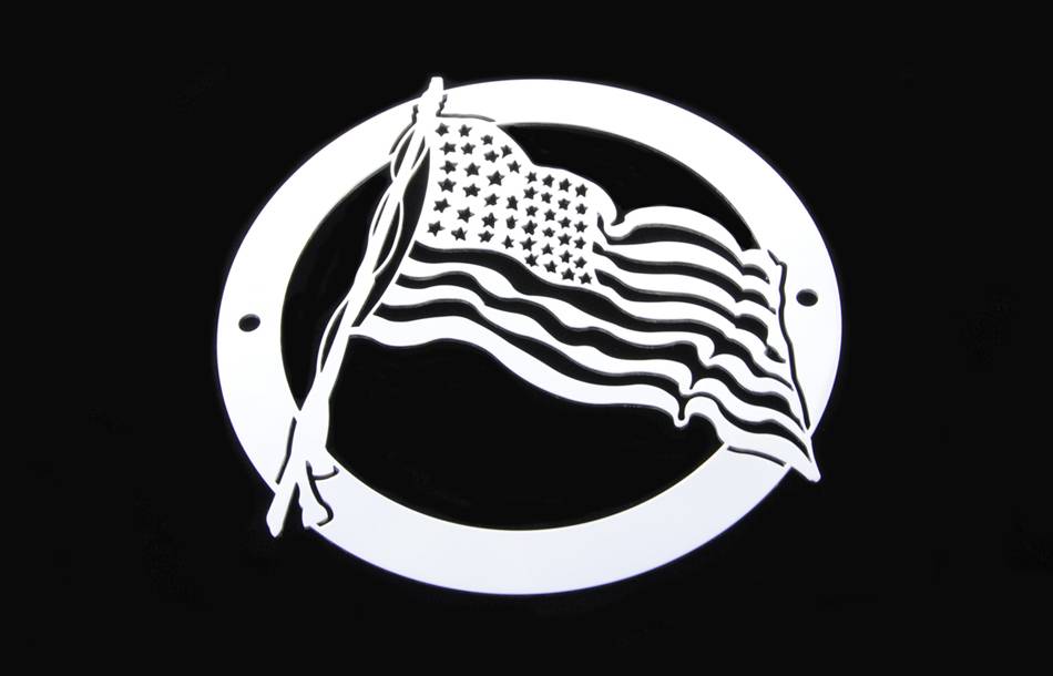 T-Rex Universal Most Vehicles US Flag Logo Polished Stainless Steel 1 Pc Bolt-On Grille Badge No Studs L1001