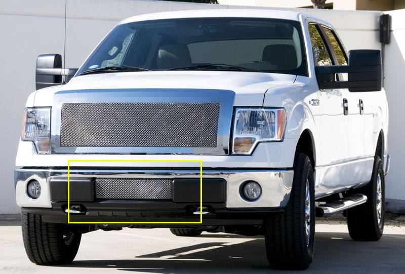 T-Rex 2013-2014 Ford F-150 Upper Class Bumper Grille Polished Stainless Steel 1 Pc Bolt-On Small Mesh No Studs 55569