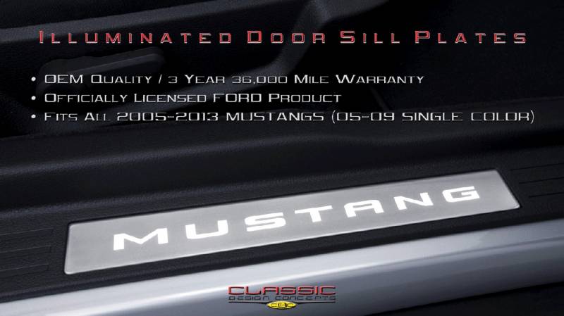 CDC 2005-2014 Ford Mustang Illuminated Door Sill Plates 0511-7003-01a