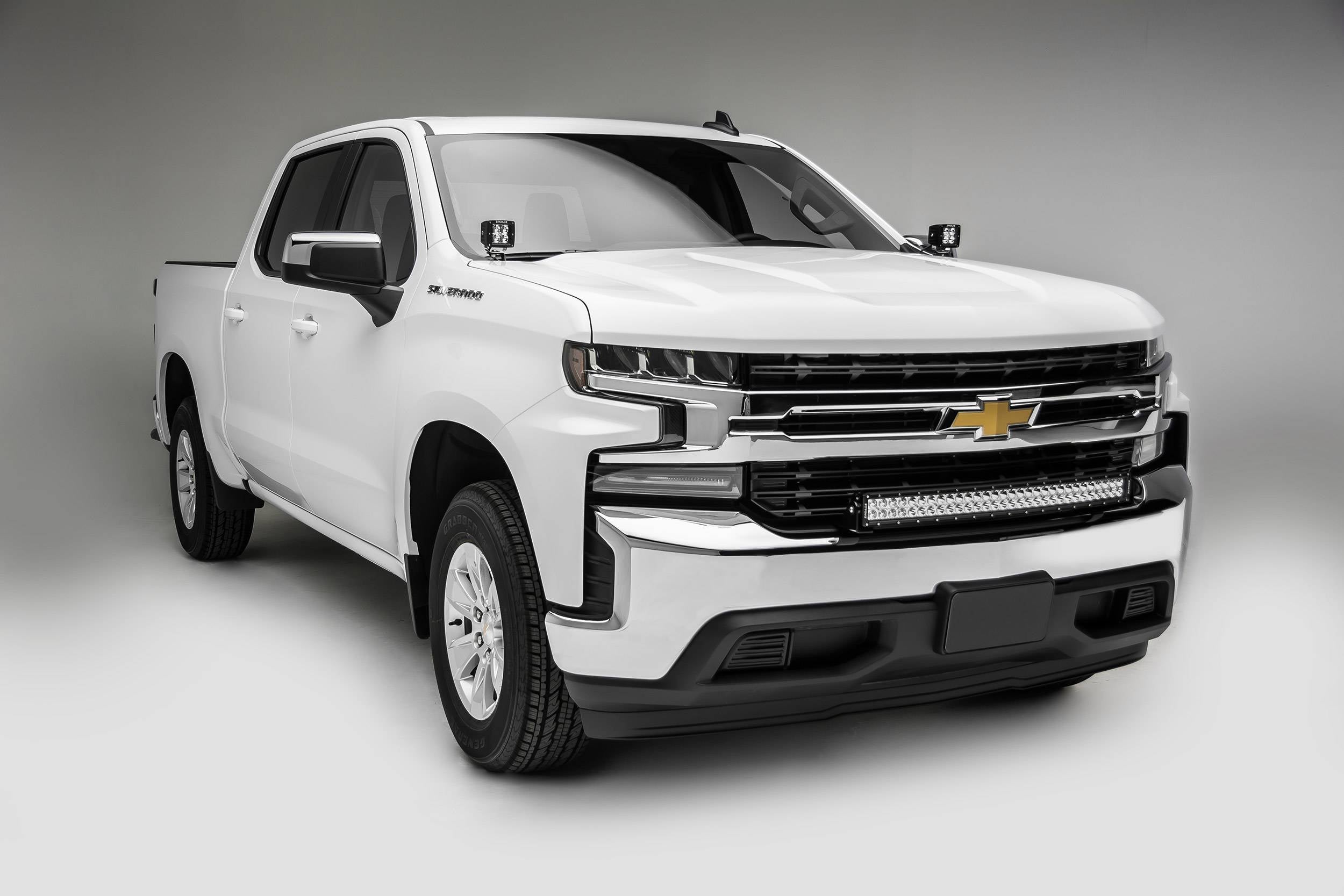 ZROADZ 2019 -2022 Chevrolet Silverado 1500 30 Inch Curved Front Bumper Top LED Bracket Black LED Light Bar Z322282