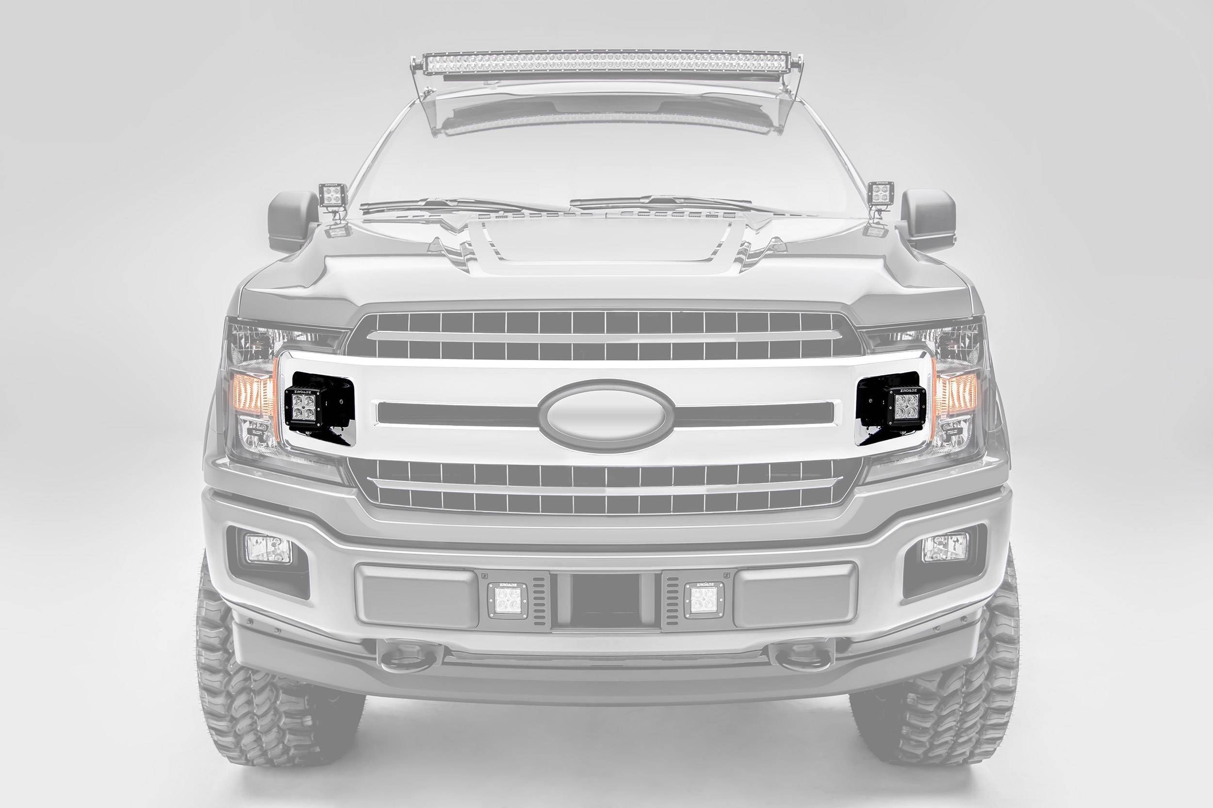 ZROADZ 2018-2020 Ford F-150 XLT F-150 Sport F-150 Super Crew 3 Inch OEM Grille Kit Black LED Pod Lights and Universal Wiring Harness Z415751-KIT