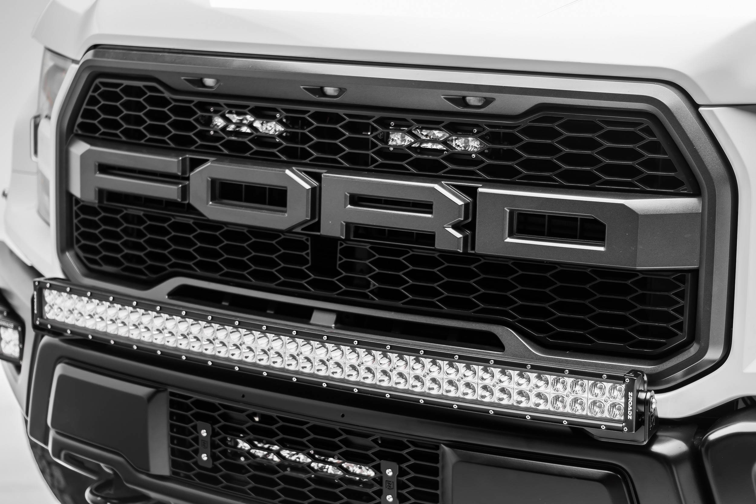 ZROADZ 2017-2020 Ford F-150 Raptor 6 Inch OEM Grille LED Kit Black Straight Single Row Slim Light Bars and Universal Wiring Harness Z415651-KIT
