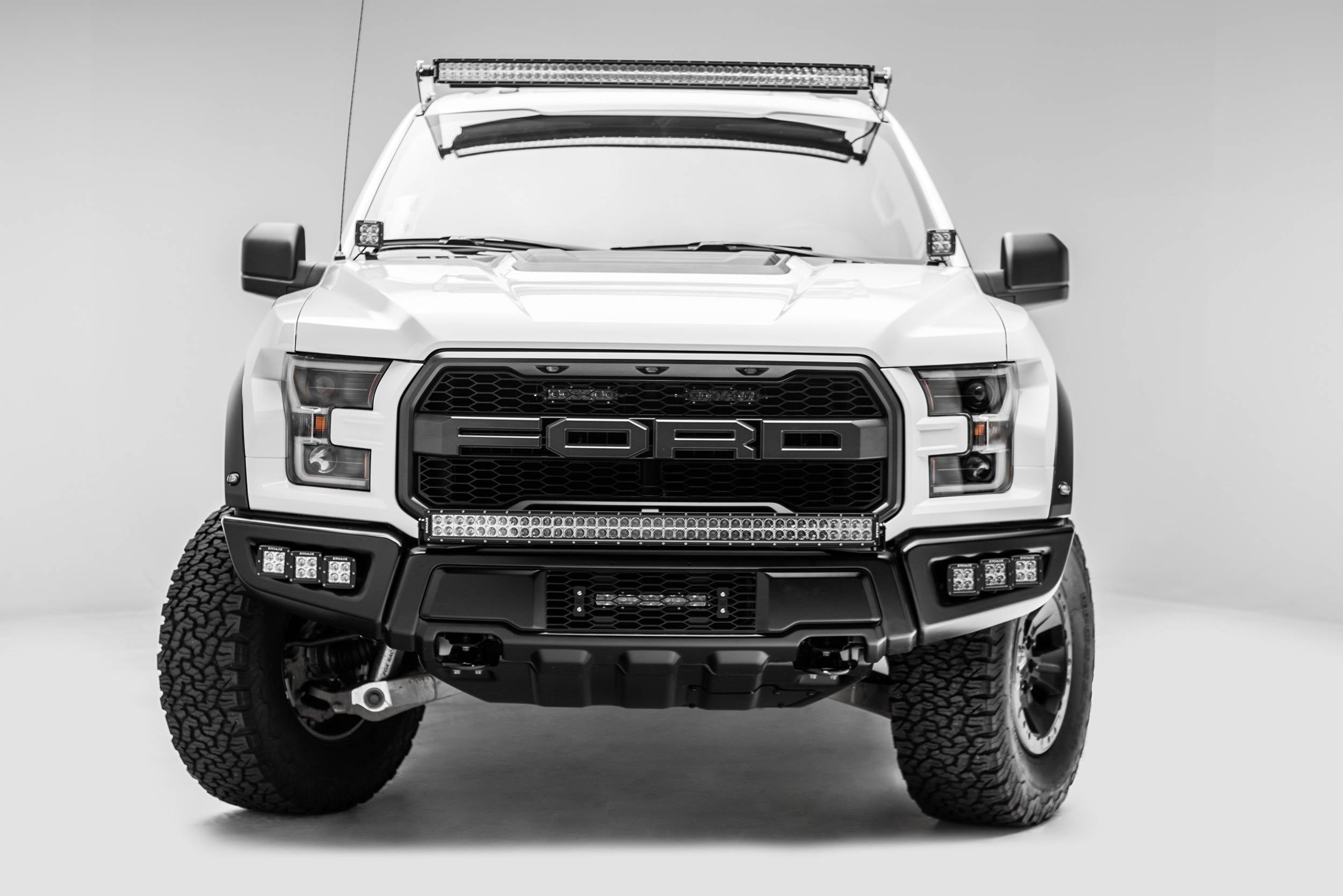 ZROADZ 2017-2020 Ford F-150 Raptor 6 Inch OEM Grille LED Kit Black Straight Single Row Slim Light Bars and Universal Wiring Harness Z415651-KIT