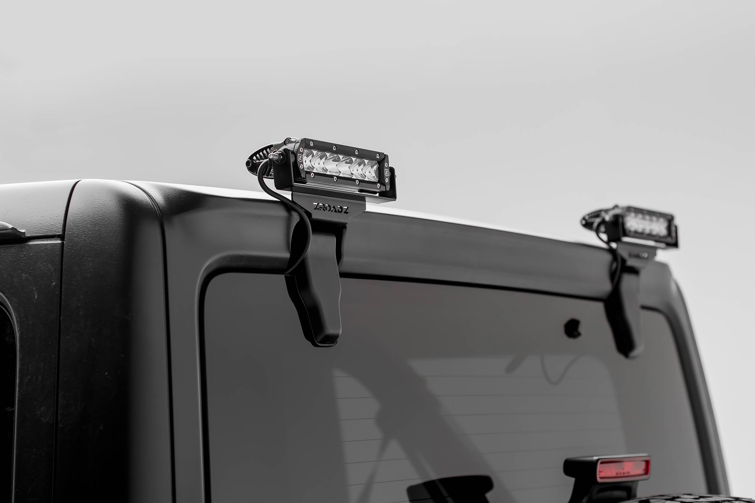 ZROADZ 2018-2025 Jeep Wrangler JL Wrangler JLU 6 Inch Rear Window LED Bracket Black Staight Single Row LED Light Bars Z394941