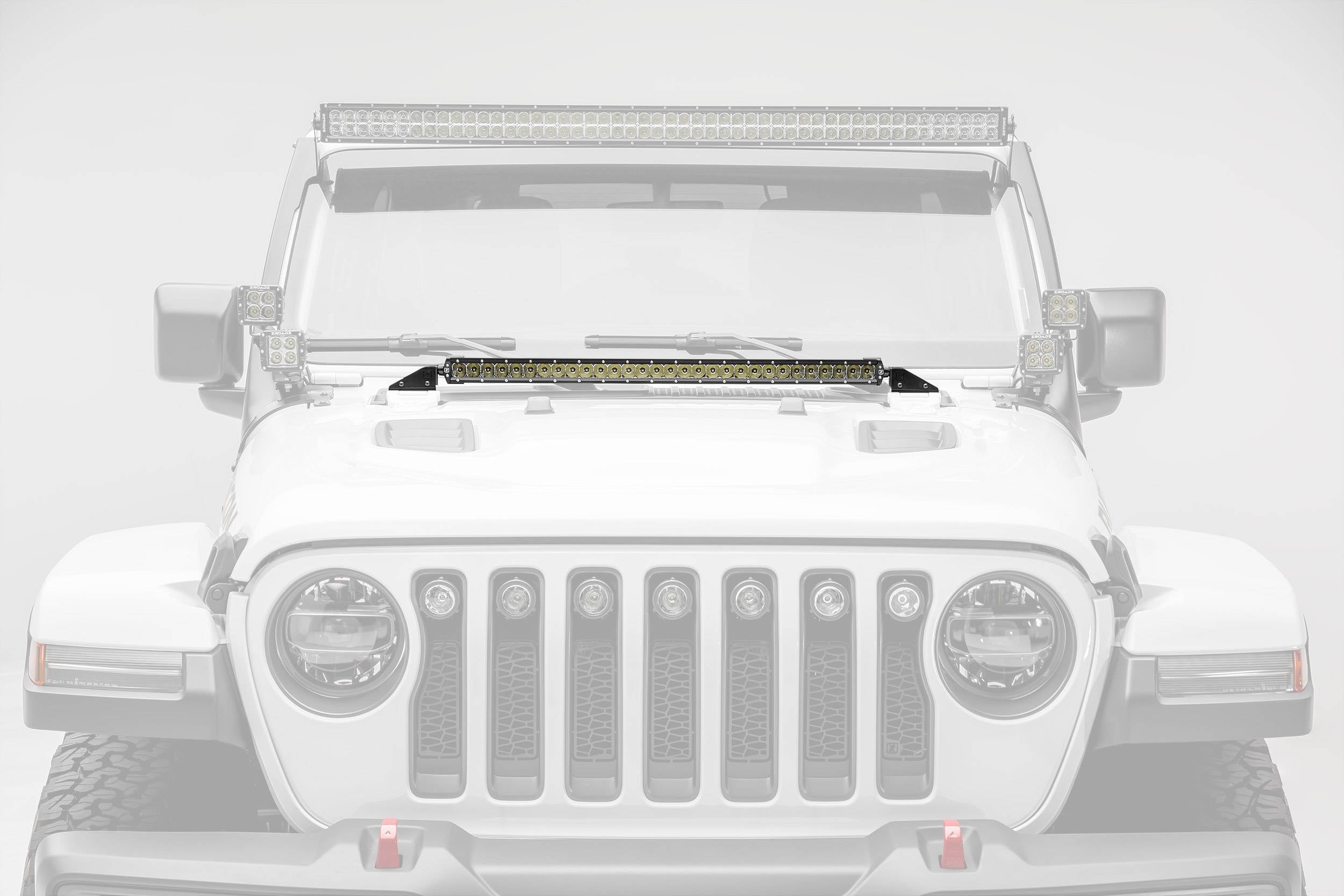 ZROADZ 2019-2024 Jeep Gladiator 2018-2024 Wrangler JL JLU 30 Inch LED Straight Single Row Universal Wiring Harness Slim Light Bar Black Z364931-KIT