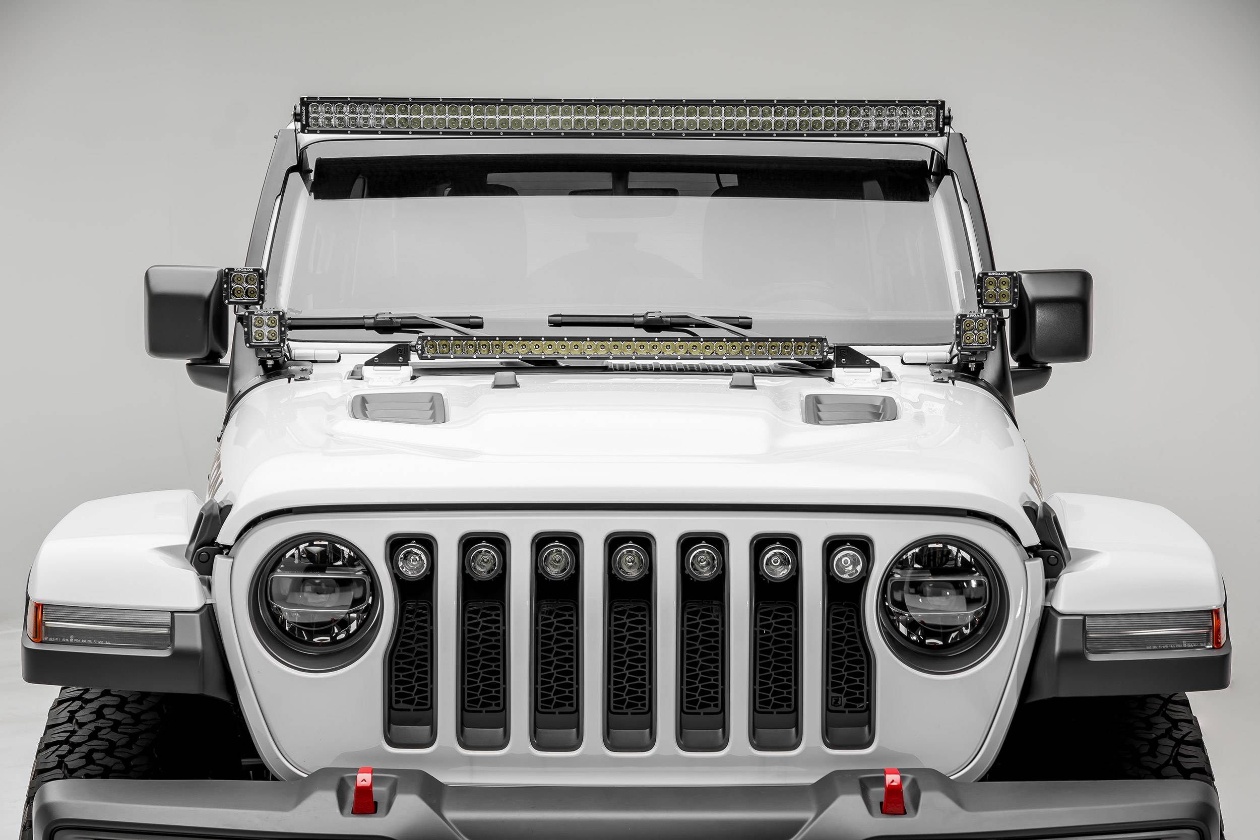 ZROADZ 2019-2024 Jeep Gladiator 2018-2024 Wrangler JL JLU 30 Inch LED Straight Single Row Universal Wiring Harness Slim Light Bar Black Z364931-KIT