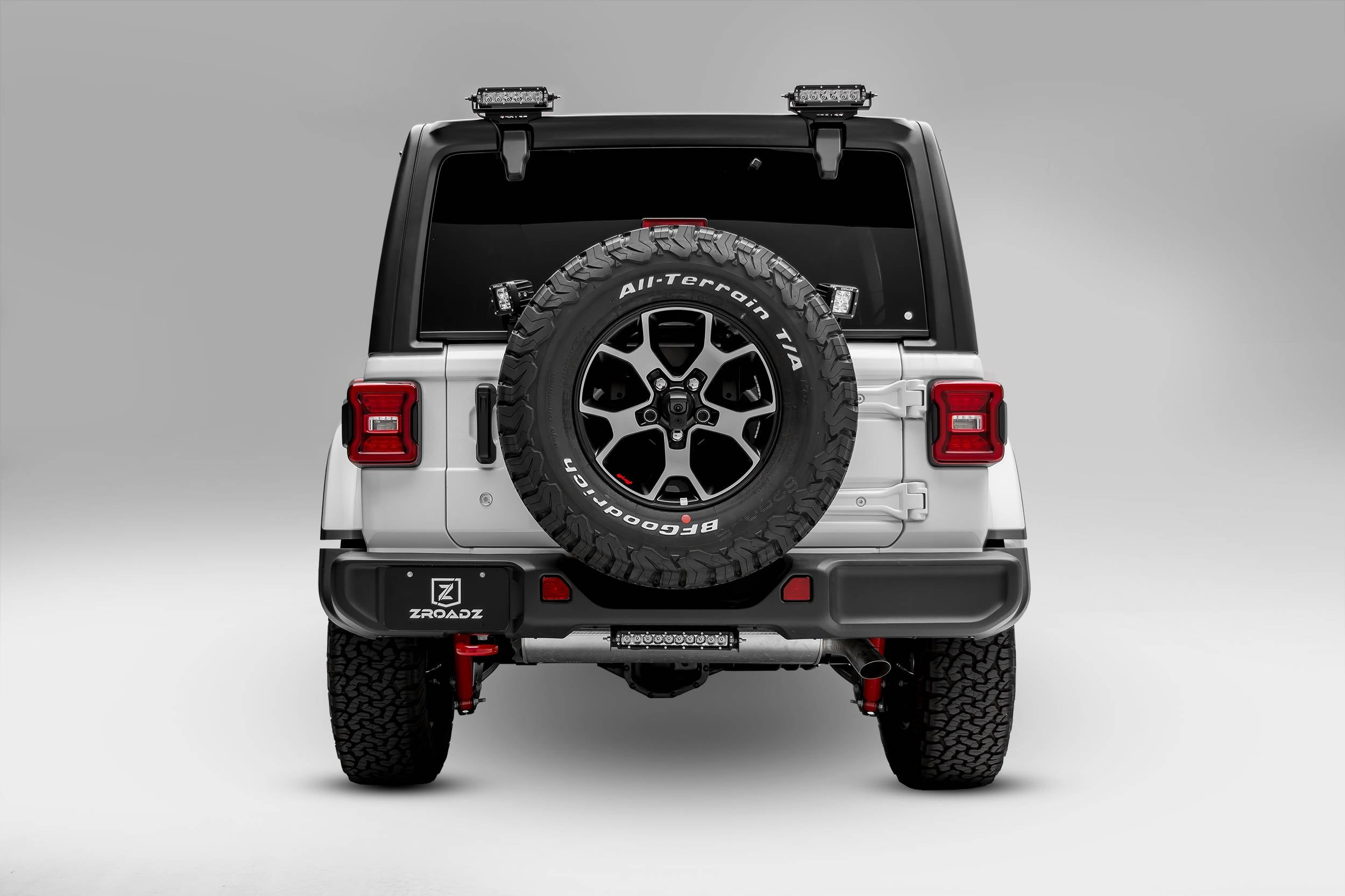 ZROADZ 2018-2024 Jeep Wrangler JL JLU Rear Tire Carrier LED Bracket 3 Inch similar style LED Pod Lights Fits Up To 32" Tire Black Z394951