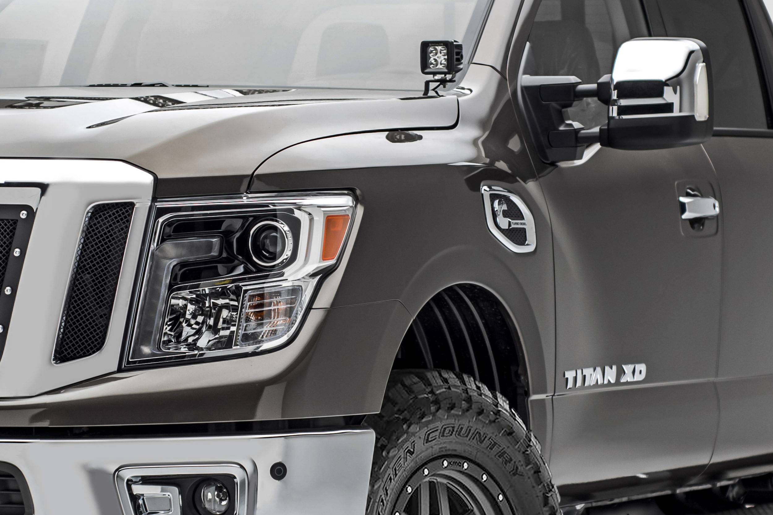 ZROADZ 2016-2019 Nissan Titan 3 Inch Hood Hinge Bracket Black LED Pod Lights Z367581