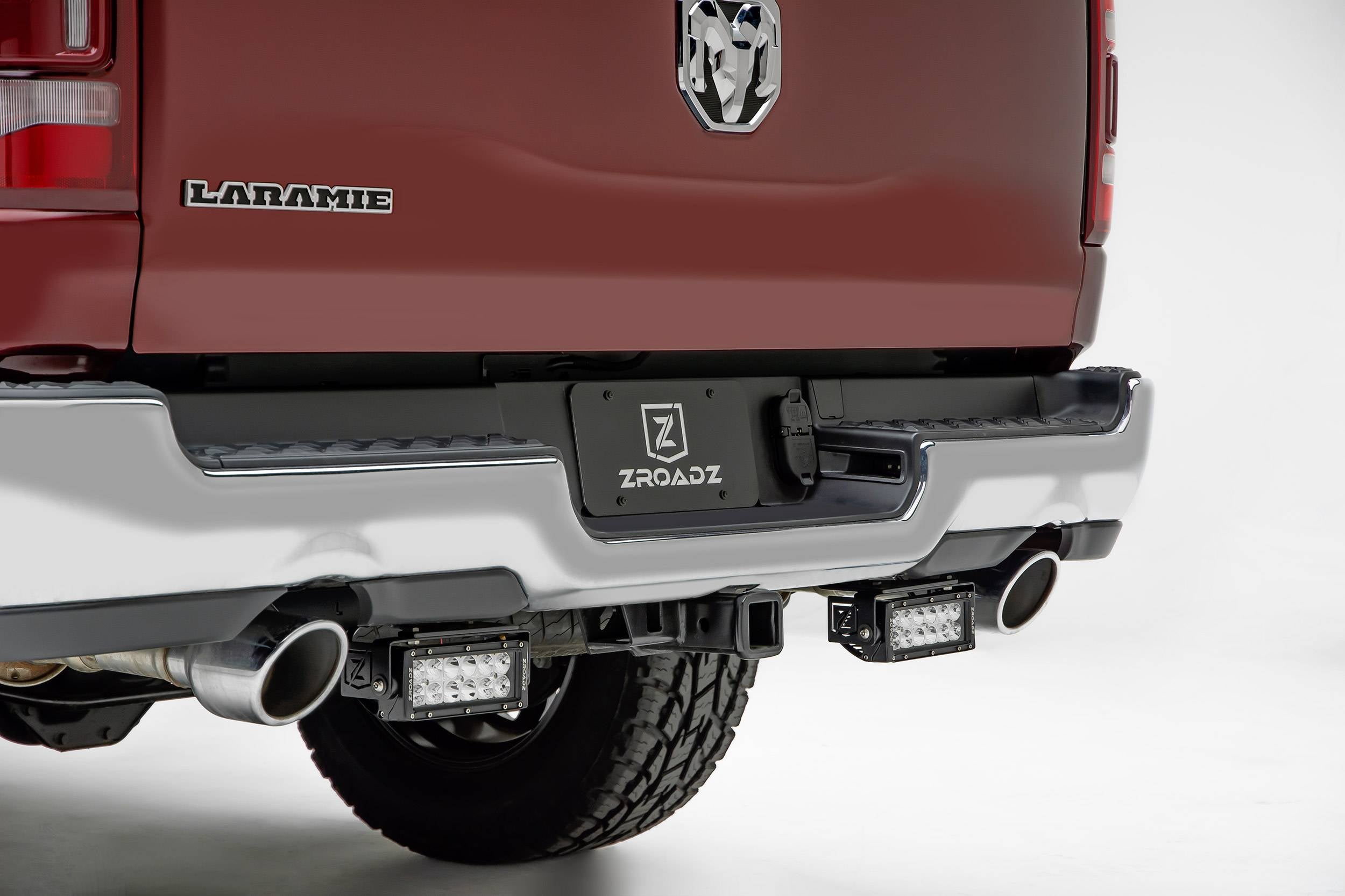 ZROADZ 2019-2024 Dodge Ram 1500 2019-2020 Dodge Ram Rebel Rear Bumper LED Bracket 8 Inch light bracket opening 6 Inch or similar style Straight Light Bar Black Z384721