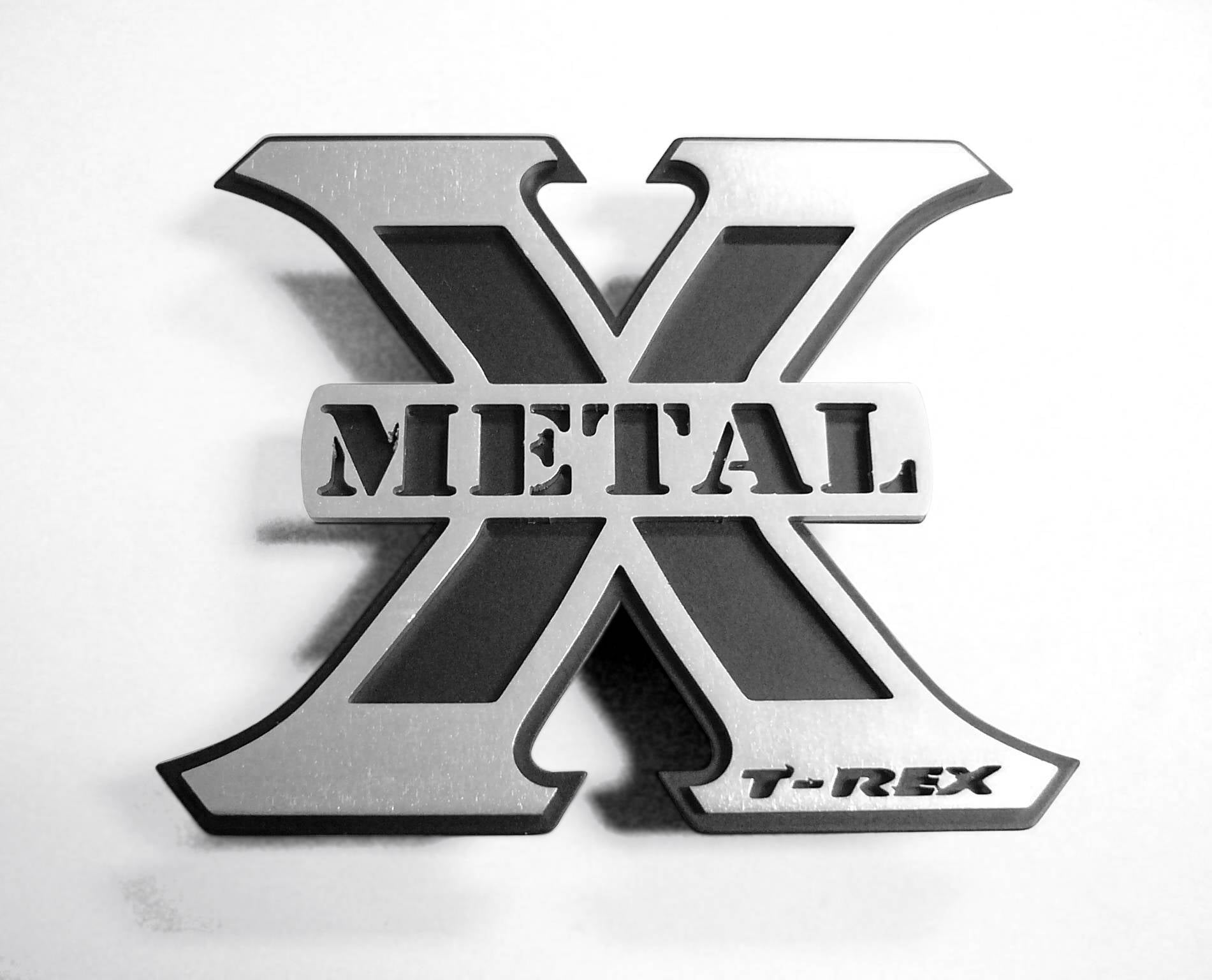 T-Rex Universal Medium Brushed X-Metal Logo Mild Steel 1 Pc Bolt-On Grille Badge 6710016