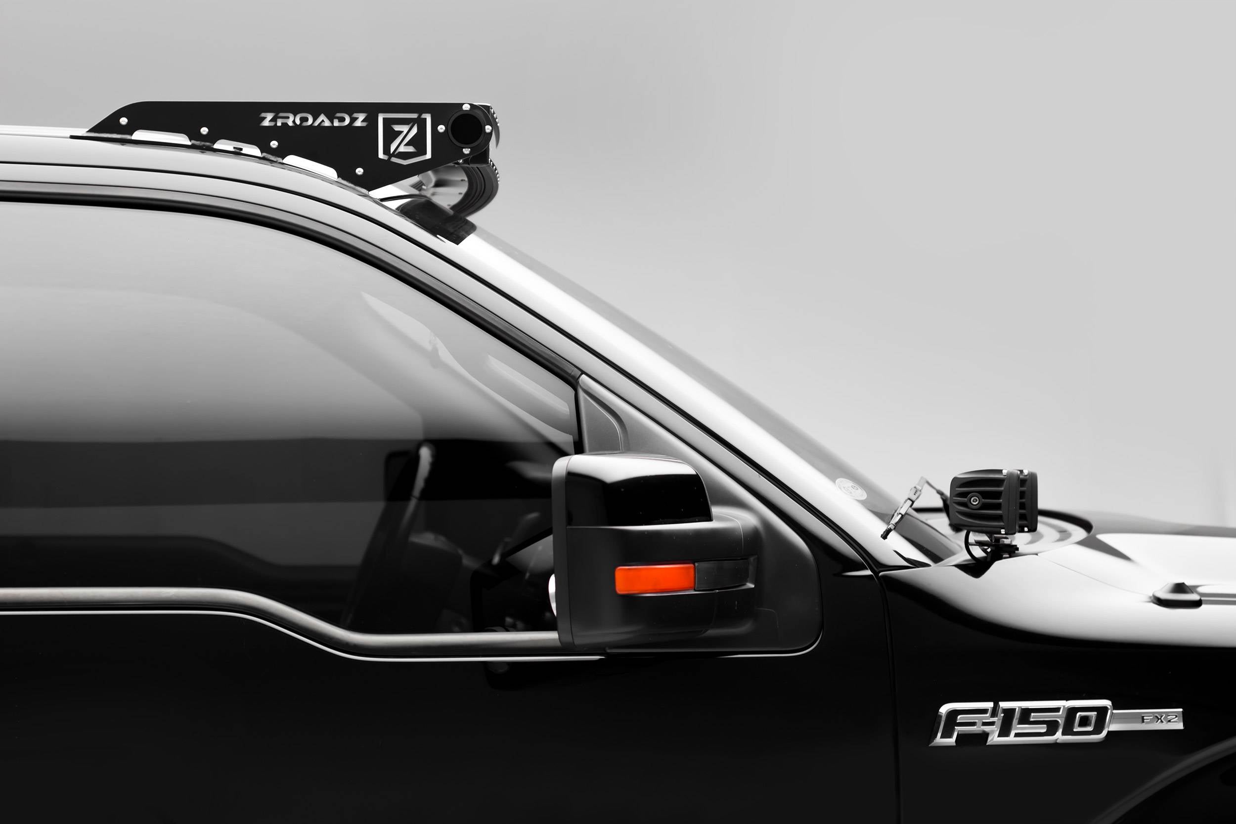 ZROADZ 2009-2014 Ford F-150 F-150 Raptor Bolt-on Cutting to Mount 50 Inch Similar Style Curved LED Light Bar Black Z335721