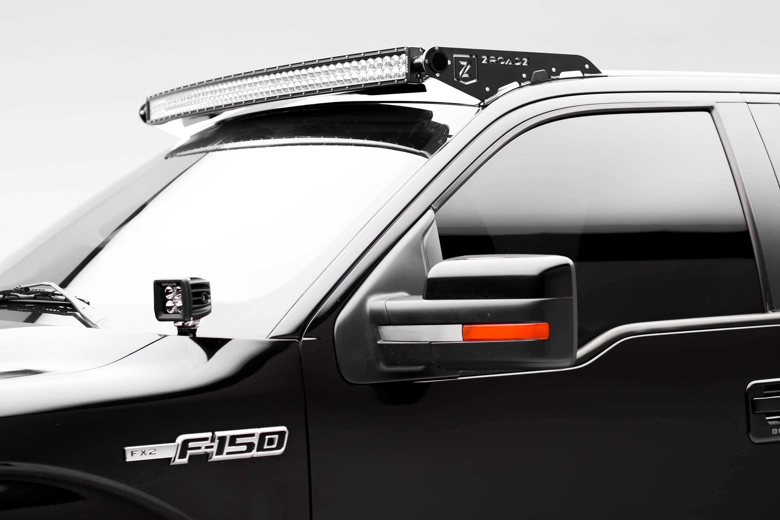 ZROADZ 2009-2014 Ford F-150 F-150 Raptor Bolt-on Cutting to Mount 50 Inch Similar Style Curved LED Light Bar Black Z335721