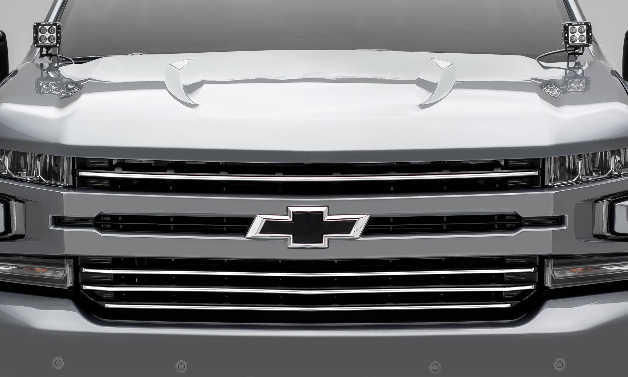 T-Rex 2019-2022 Chevrolet Silverado 1500 Aluminum 4 Pc Overlay Horizontal Round Brushed Billet Grille No Studs 6211233