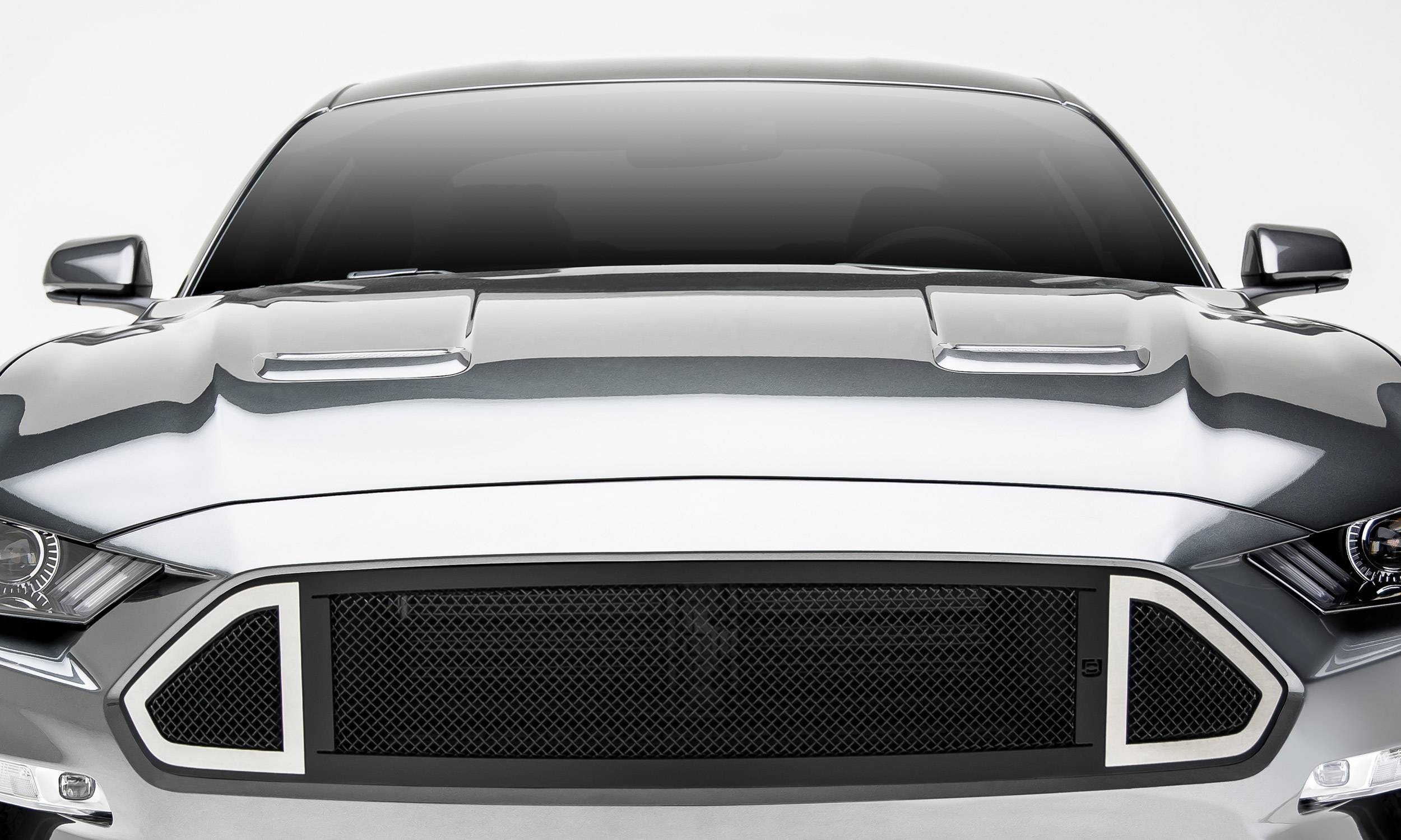 T-Rex 2018-2022 Ford Mustang GT Mild Steel 1 Pc Small Mesh DJ Insert Grille Black No studs DJ10550