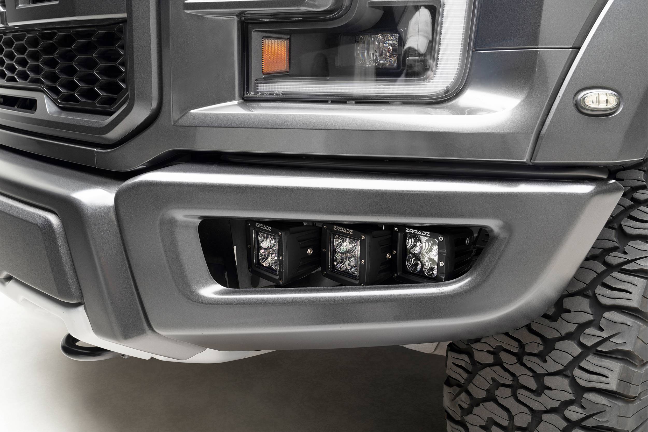 ZROADZ 2017-2020 Ford F-150 Raptor Front Bumper OEM Fog LED Bracket to mount 3 Inch Similar Style LED Pod Lights Z325672