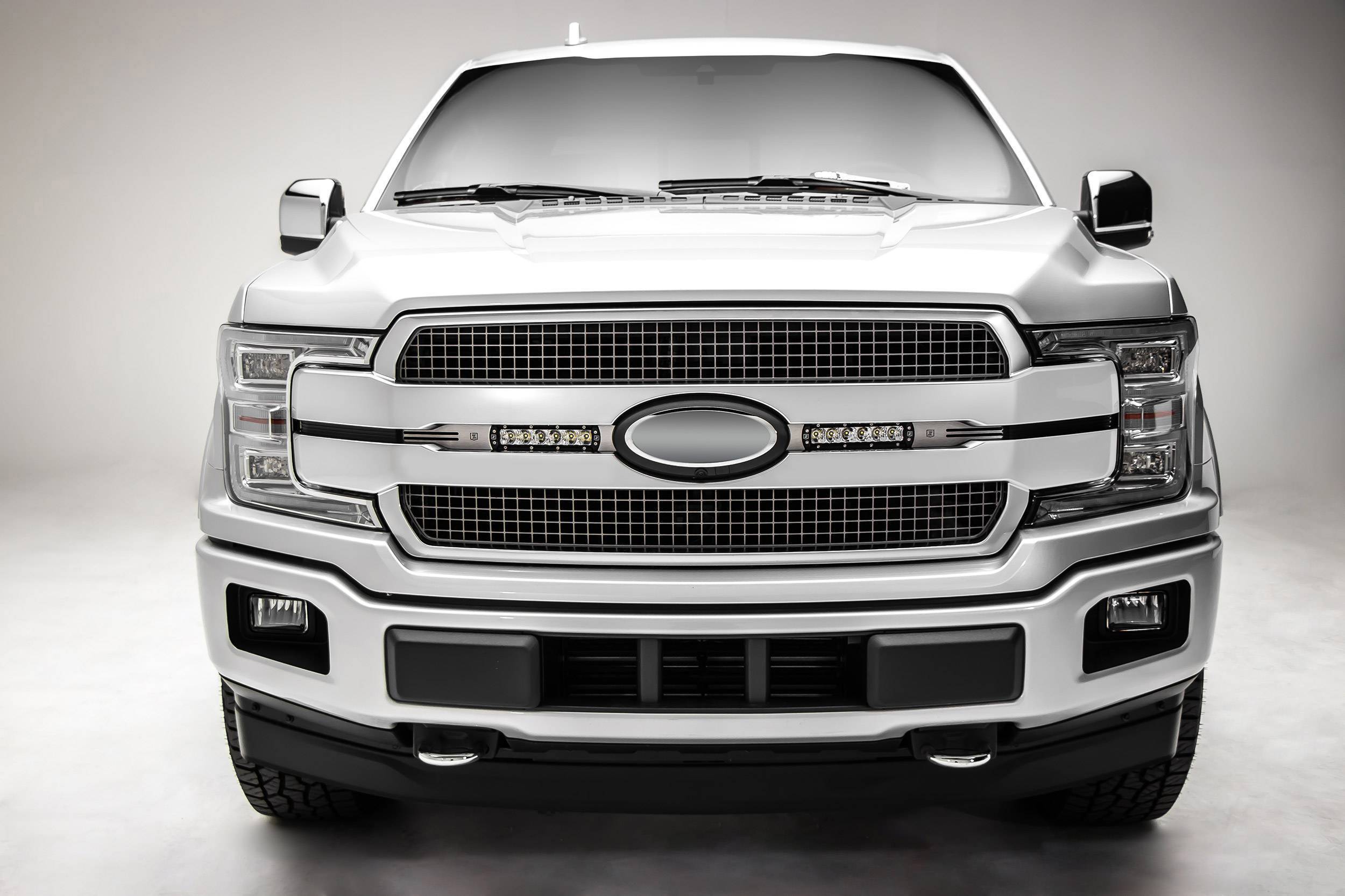 ZROADZ 2018-2020 Ford F-150 Platinum OEM Grille Kit 6 Inch LED Straight Single Row Slim Light Bars Wiring Harness Z415583-KIT
