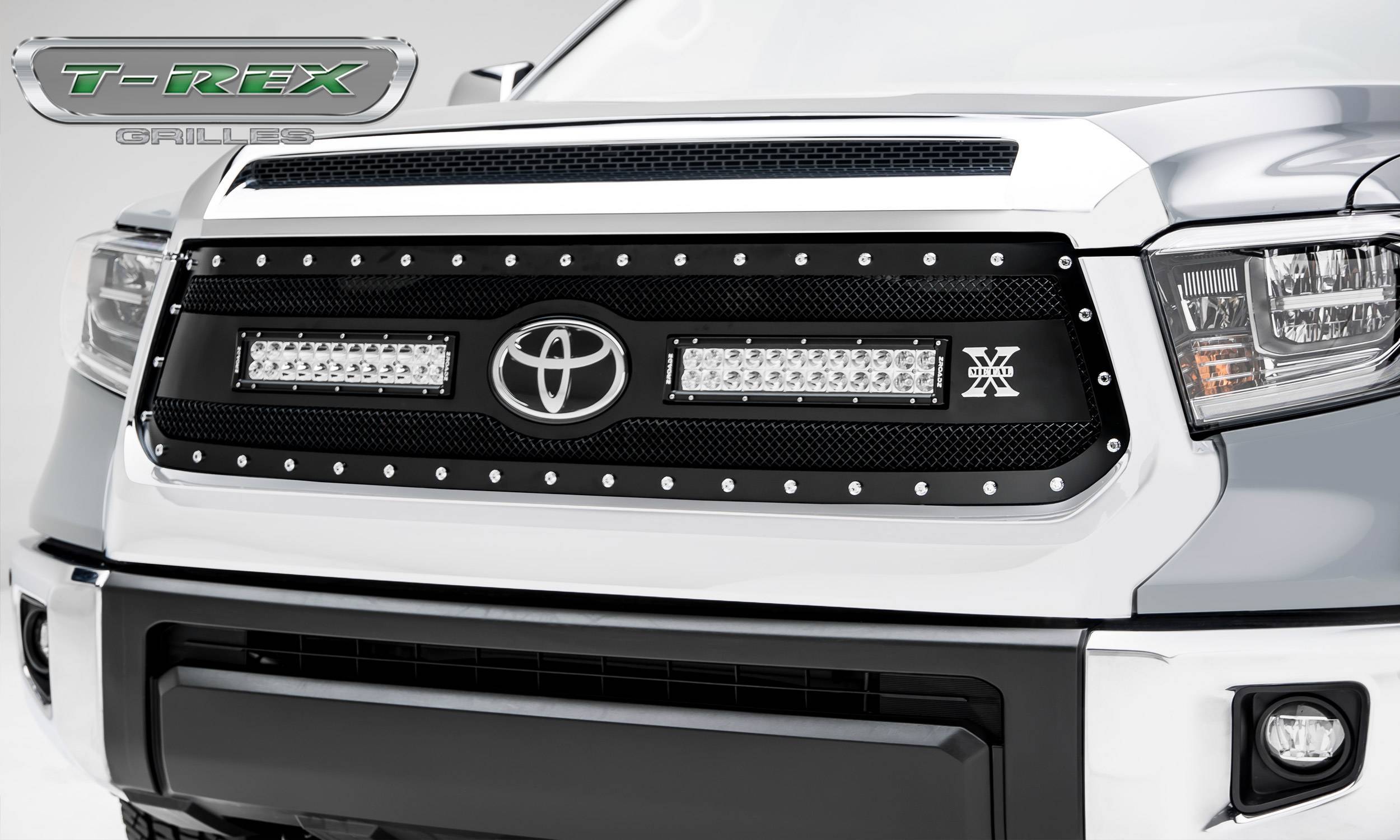 T-Rex 2018-2021 Toyota Tundra Mild Steel 1 Pc Replacement Small Mesh Grille Black Chrome Studs 6319661