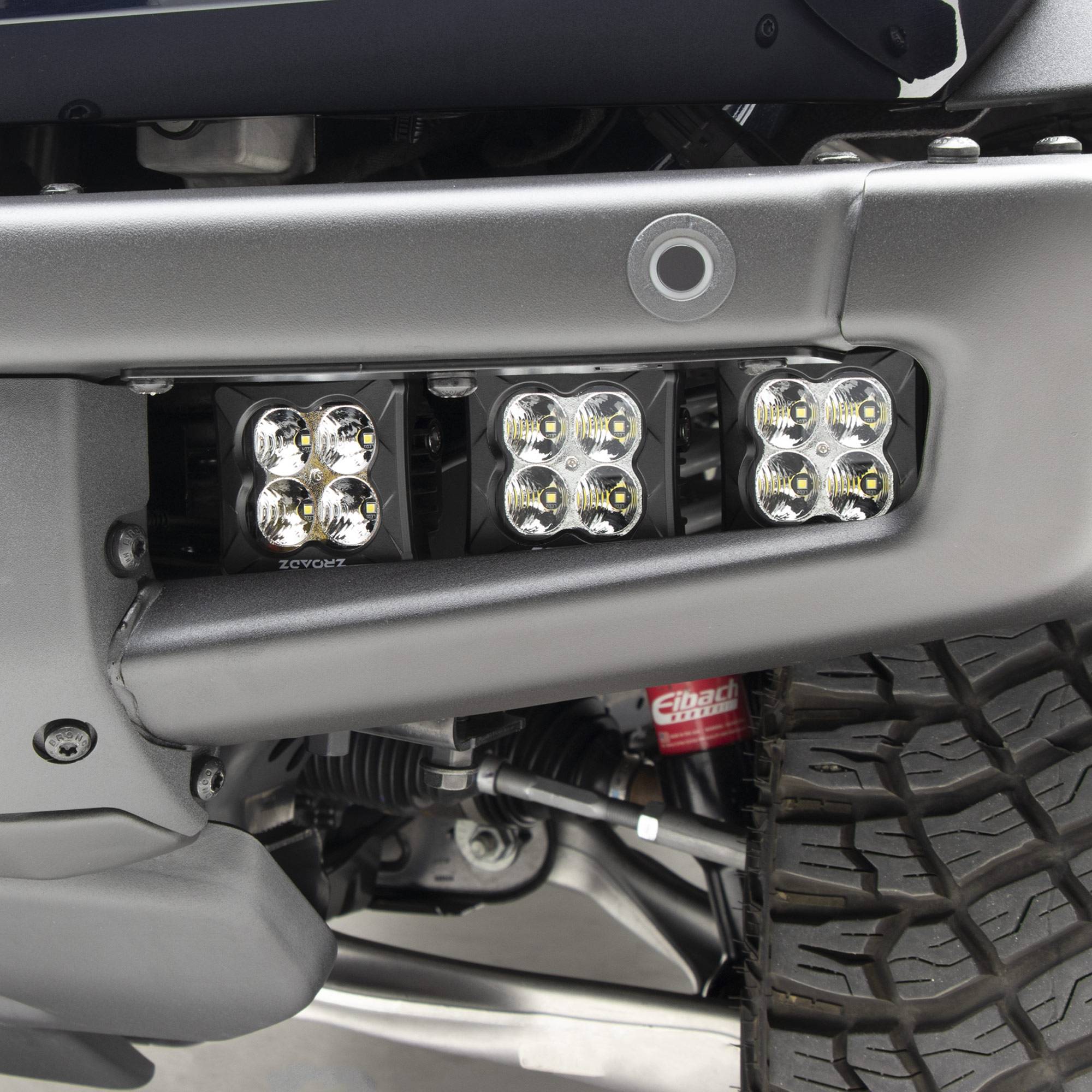 ZROADZ 2021-2024 Ford Bronco 3 Inch Front Bumper OEM Fog LED Bracket Black LED Pod Lights Z325401