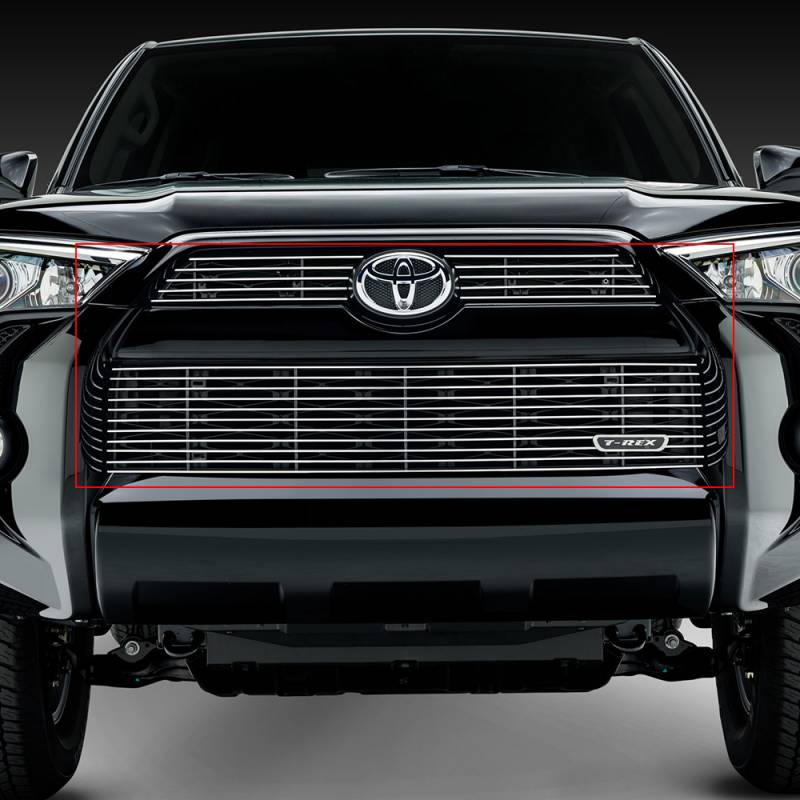 T-Rex 2014-2019 Toyota 4 Runner Billet Grille Main & Bumper Overlay 3 Pc's Black Powdercoated Aluminum Bars Fits Trail & SR5 but not Limited 21949