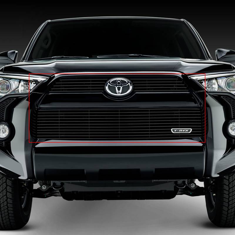 T-Rex 2014-2019 Toyota 4 Runner Billet Grille Main & Bumper Overlay 3 Pc's Black Powdercoated Aluminum Bars Fits Trail & SR5 but not Limited 21949B